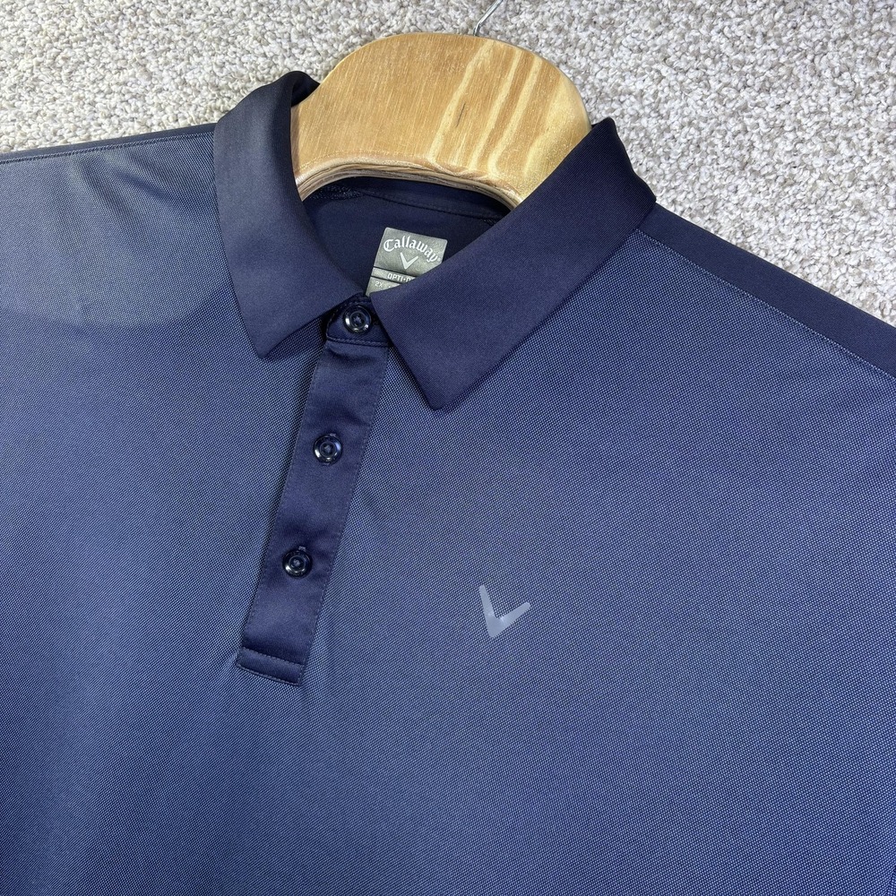 Callaway Golf Polo Shirt Mens 2XL Blue‎ Short Sleeve Solid Opti-Dri Performance
